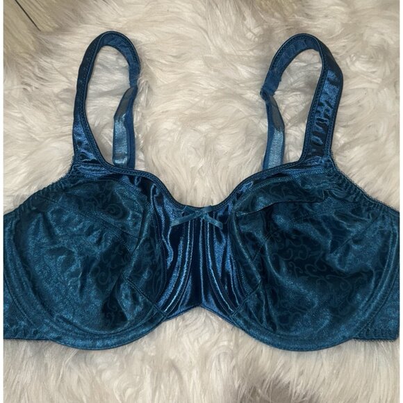 Bali 3562 Satin Tracings Full Figure Minimizer Bra Unlined UW Womens 36C Teal - Picture 3 of 6